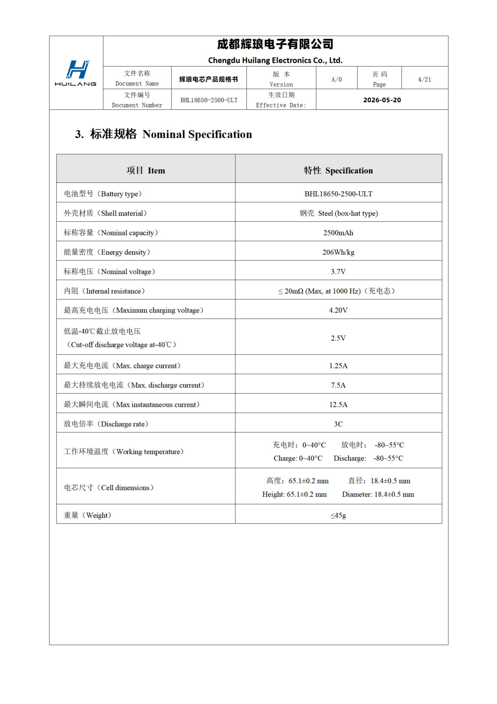 BHL18650-2500-ULT超低温锂离子电池(图1)